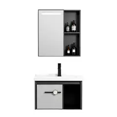 FRATELLI - MUEBLE DE BAÑO DE FIBRA DE CARBON + ESPEJO CON SENSOR LED - SH602 GRIS - FRATELLI