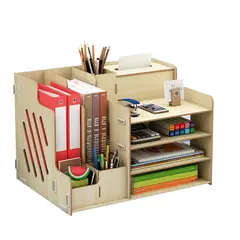 GENERICO - Organizador de escritorio estantes con porta lapiceros - Beige
