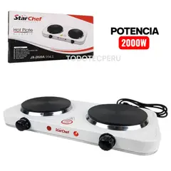 GENERICO - COCINA ELECTRICA DOBLE HORNILLA 2000W PORTATIL ANTIADHERENTE