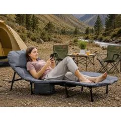 GENERICO - CAMA CAMILLA PLEGABLE CAMPING PLAYA TERRAZA PORTÁTIL RECLINABLE 5 NIVELES