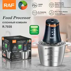 RAFF - PROCESADOR DE ALIMENTOS DE 3 LITROS ACERO INOXIDABLE - 1000W