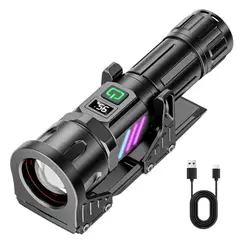 OEM - Linterna Recargable 3500m con Zoom, Power Bank, Pantalla Digital y Soporte de Cintura
