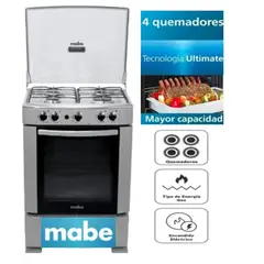 Mabe - Cocina Mabe CMP6012AG0 a Gas de Pie 60 cm 4 Quemadores Silver