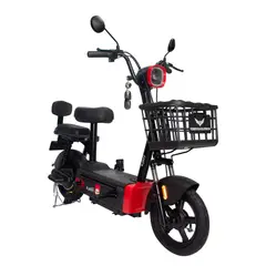 JEFF BIKE - BICIMOTO MODELO CITY COLOR NEGRO-ROJO 40KM AUTONOMIA 35KMH VEL.MAX CON BATERIA DE GRAFENO EXTRAÌBLE