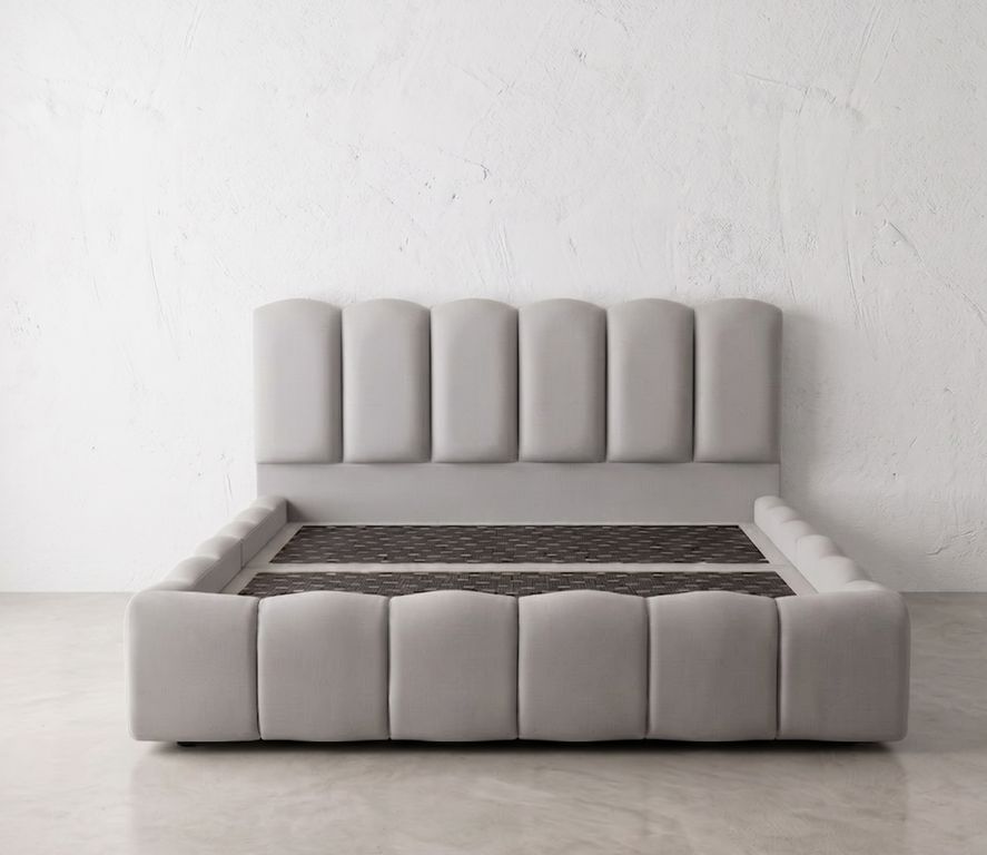 Cama Baúl Box Espacio Plata King con Cabecera