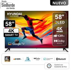 HYUNDAI - Televisor Hyundai 58 4K QLED Smart Google Gris HYLED5813QG