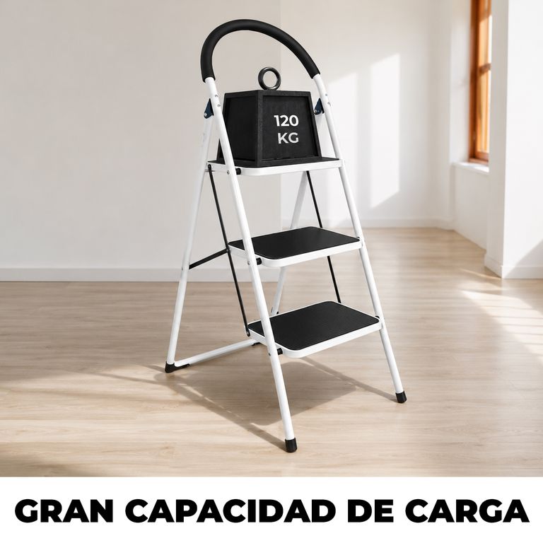 Escalera Plegable 3 Pasos Resistente Y Antideslizante Hasta 120KG