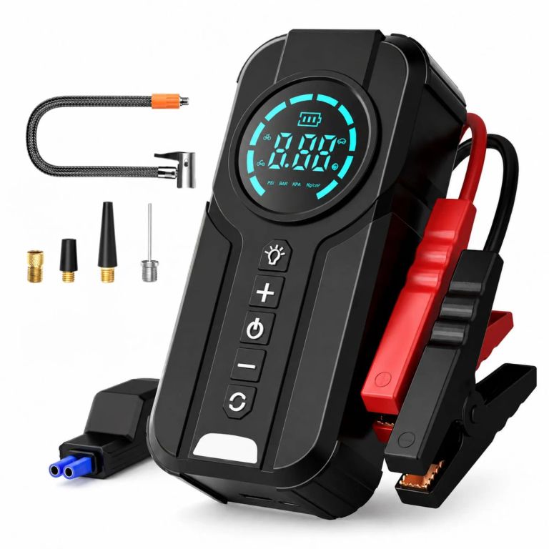 Arrancador De Batería Para Auto 1000A Con Compresor 150PSI Power Bank 8000mAh