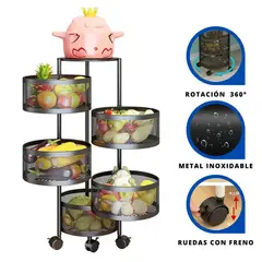 GENERICO - Frutero Verdulero Organizador 5 niveles Acero Inoxidable