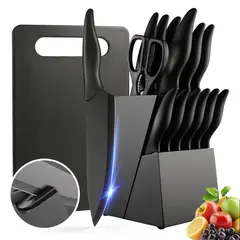 EVERSO - Set De Cuchillos Cocina 15piezas Con Bloque Y Tabla De Corte