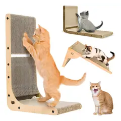 EVERSO - Rascador De Gato En Forma De L Con Pelota Juguete 60 x 39 x 26 cm