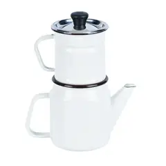 RECORD - Cafetera Acero Esmaltado Gota A Gota 2 Piezas Record Blanco