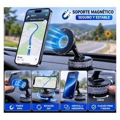GENERICO - Soporte Magnético 360° SUPER 2026 para Celular con Ventosa Potente  Auto Escritorio Vidrio