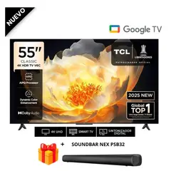 TCL - Televisor TCL 55” 4K HDR Google TV Smart TV 55V6C + Soundbar Nex