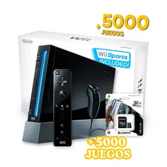 Nintendo - Consola Nintendo Wii Negro Reacondicionada + 5000 Juegos Retro