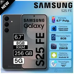 SAMSUNG - Celular Samsung Galaxy S25 FE 5G 6.7"  Pulg. 8GB RAM 256GB Android 16 - Negro