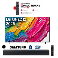 LG - Televisor LG 86 QNED Smart TV 4k ThinQ AI 86QNED80ASA  + Soundbar HW-B400F
