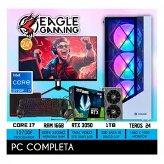 NVIDIA - COMPUTADORA PC GAMER INTEL CORE I7 12700 + RAM16GB + SSD 1TB + RTX 3050 6GB + MONITOR 24 FHD + KIT.