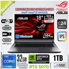 ASUS - Laptop Gamer ASUS ROG STRIX G18 18" WUXGA 144Hz Intel® Core™ i9-14900HX RTX™ 5070 32GB RAM 1TB SSD - G815JPR-IS96