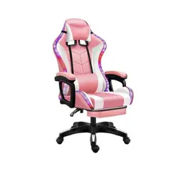 GENERICO - Silla Gamer Con Luz Rgb Reposapiés y Masajeador Lumbar Reclinable