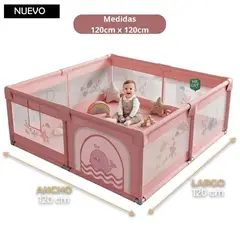 GENERICO - Corral Cerco para Bebes 120cmx120cm Rosado