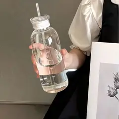 ELMEJORPRECIO - Botella de Vidrio 800 ml con Sorbete y Tapas Intercambiables