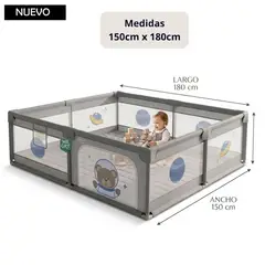 GENERICO - Corral Cerco para Bebes 150cmx180cm Gris