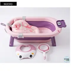 BABY HAPPY - Tina Bañera Plegable Hawai con Termómetro Purple