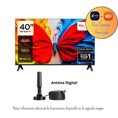 TCL - Televisor TCL 40 Pulgadas FHD QLED Google TV Smart TV 40S5K + Promoción + Antena Digital