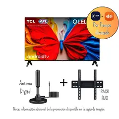 TCL - Televisor TCL 40 pulgadas FHD QLED Google TV Smart TV 40S5K + Promoción+ Antena Digital + Rack Fijo