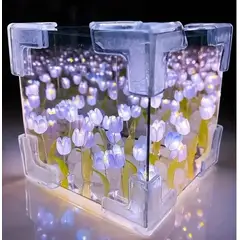GENERICO - Lámpara Cubo Violeta de Tulipanes Infinitos