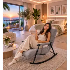 GENERICO - SILLA MECEDORA SILLON SOFA RECLINABLE TERRAZA  GRIS ACERO AL CARBONO