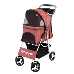 GENERICO - Pet Driver Coche 4 Ruedas Para Perros y Gatos Bordó