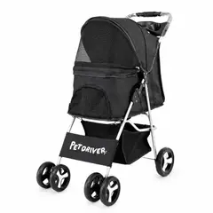 GENERICO - Pet Driver Coche 4 Ruedas Para Perros y Gatos Negro