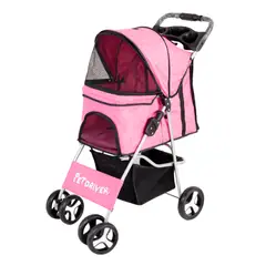 GENERICO - Pet Driver Coche 4 Ruedas Para Perros y Gatos Rosado