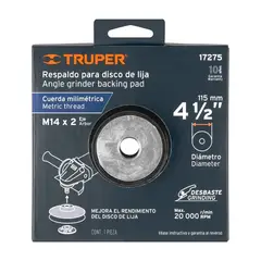 Truper - Respaldo para discos de lija 4-12, eje M14, TRUPER 17275