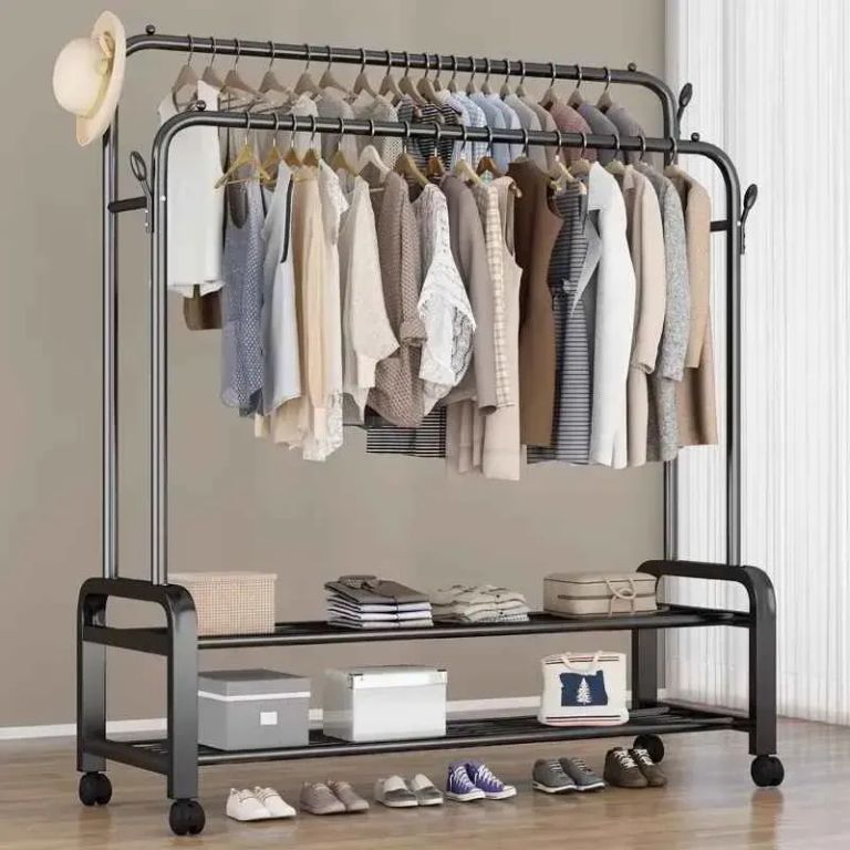 ORGANIZADOR PERCHERO DE 2 NIVELES CON RUEDAS