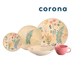 CORONA - Juego de Vajillas 20 Piezas Corona Arabella con Diseño Floral