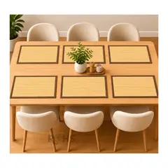 OEM - Juego De 6 Individuales De Bambú Beige Claro 42 x 30 Cm Para Mesa Comedor