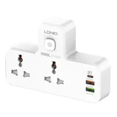 LDNIO - Regleta LDNIO SC2311 2 Tomacorrientes AC2 USB1 USB-CCarga Rápida Seguridad Infantil Luz Led