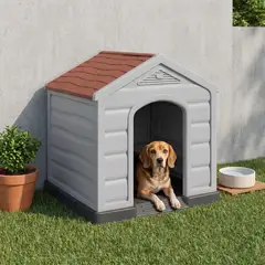 RIMAX - Casa Hogar Refugio Ideal Perro Raza Mediana Grande Confortable Resistente - Techo Rojo - RIMAX