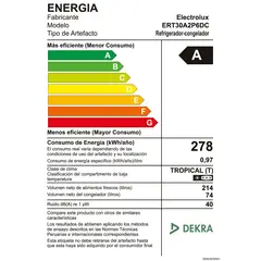 Electrolux - Refrigeradora Top Freezer con dispensador 288L No Frost Negra Electrolux ERT30A2P6DC