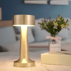 GENERICO - Lampara de Mesa LED Dimable Inalámbrica Dorada con 3 Tonos de Luz