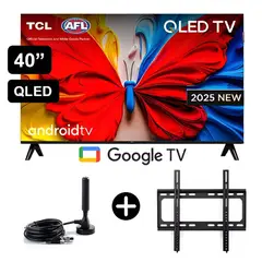 TCL - Televisor TCL QLED 40 FHD Smart Google Tv 40S5K + ANTENA DIGITAL + Rack