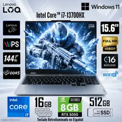LENOVO - Laptop Lenovo LOQ 15IRX10 Intel Core i7-13700HX 16GB RAM 512GB RTX 5050-8GB 15.6 FHD 83JE00Q8LM