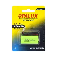 OPALUX - Batería Recargable AAA NI-MH para Teléfono Inalámbrico 800mAH 2.4V DH-800-2.4V OPALUX