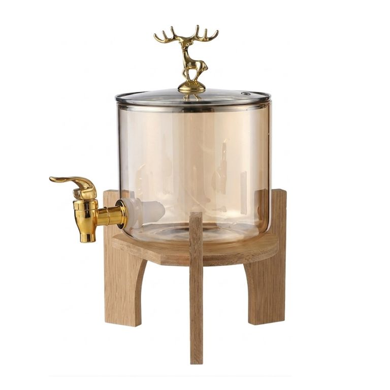 Dispensador de Bebidas 5.5 Litros de Borosilicato con Base de Bambú