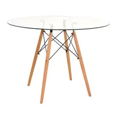 OFIDEAS - Mesa De Comedor Eames Vidrio Circular 100 Cm Ofideas