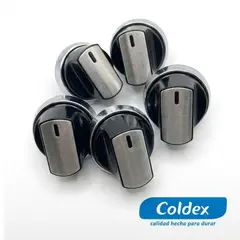 Coldex - Juego de 05 perillas Coldex color negro para cocinas de 04 hornillas, Cx601, Cx602, CX603