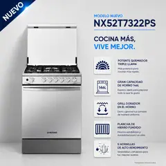 SAMSUNG - Cocina samsung a Gas, 5 hornillas Mirror Look NX52T7322PSPE